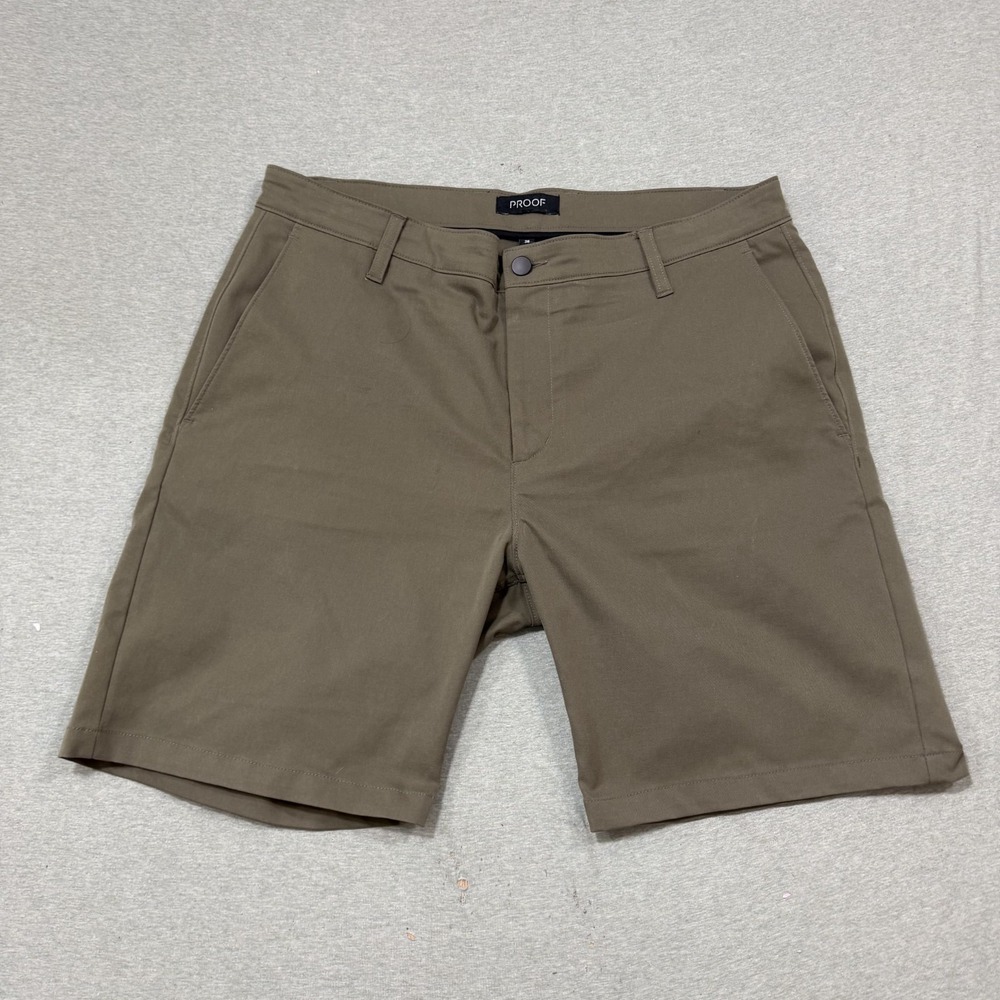 Proof Travel Shorts‎ Mens Size 36 Olive Green Stretch Performance Lightweight
